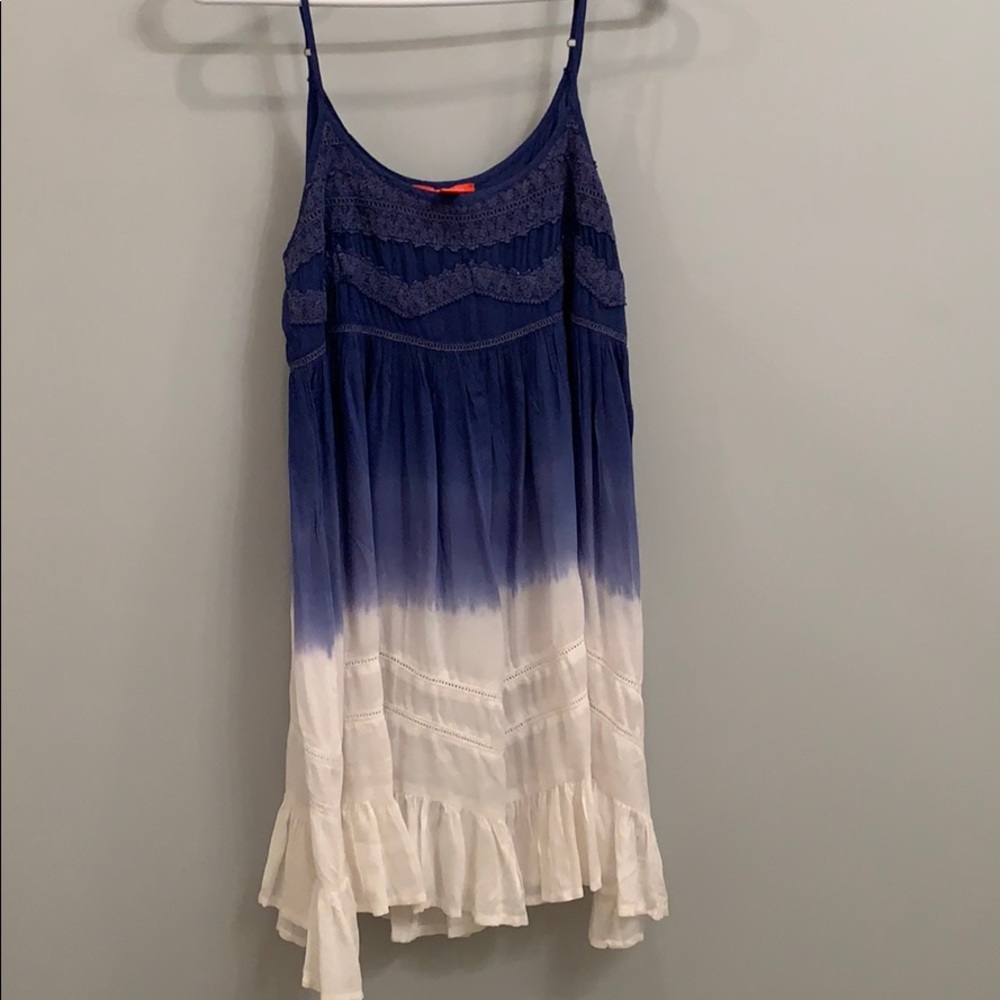 Summer dress/ swim cover up. Ombré blue and white